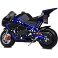 thumbnail image 4 of FRP 4 Stroke Pocket Bike 01, Mini Bike for Kids, Mini Pocket Bike W/ Strong Dual Brake, Racing Pocket Rocket Max Speed 20 Mph, Realistic Mini Motorcycle Max Weight 165 LB, Blue, 4 of 6