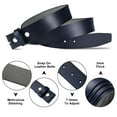 thumbnail image 2 of HJONES Men’s Replacement Belt no Buckle Belt Strap, Men's Leather Belt with Silver Snap On Belt Without Buckle 1 1/2” Wide(Blue,42inch), 2 of 7