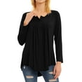 thumbnail image 3 of Women Henley Neck Long Sleeve Solid Color Ruched Buttons Tunic Top, 3 of 8