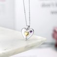 thumbnail image 4 of Gem Stone King Keren Hanan 0.10 Ct Round Purple Amethyst 18K Yellow Gold Plated Silver 2 Heart Love Treasure Pendant Necklace for Women With Chain, 4 of 5