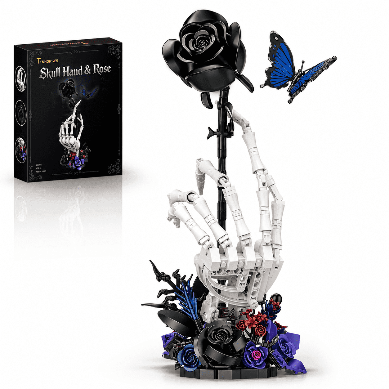 SupreOwls Sunflower Skull Building Block Set for Adults, Gothic