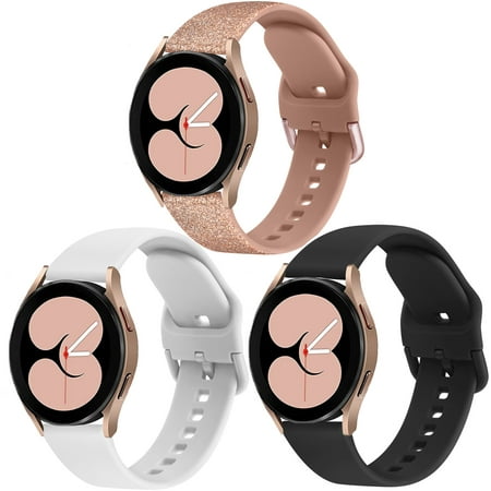 Vanjua 3 Pack 20mm Bands Compatible with Samsung Galaxy Watch 4 Band 40mm 44mm, Galaxy Watch 4 Classic Band 42mm 46mm, 20mm Silicone Sport Strap for Women Men