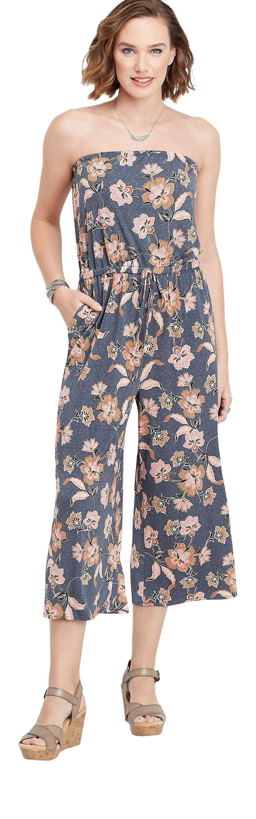 maurices floral jumpsuit