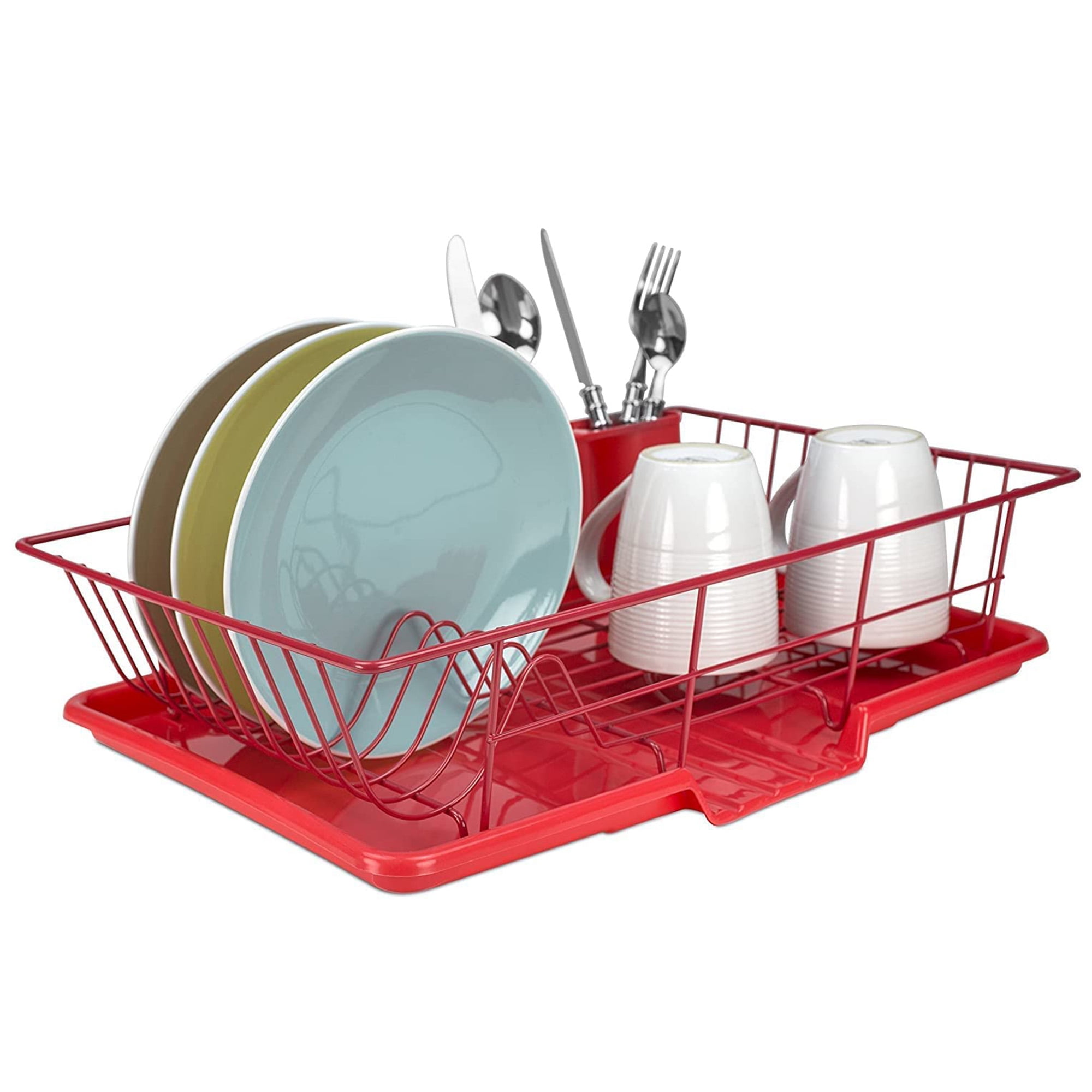 SuperOrganize Dish Drying Rack, Dish Rack with Drainboard, Kitchen