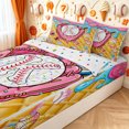 thumbnail image 3 of meiyoeat Sweet Baseball Ice Cream Zipper Full Size Comforter Sets with Fitted Sheet and 2 Pillowcases for Girls, Kawaii Letter K Glove Zipper Bedding Set, Polkadot Reversible, 4 Pieces, 3 of 7