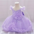thumbnail image 4 of Efsteb Girls Birthday Dress Cute Tulle Formal Wedding Party Ruffle Tutu Princess Dresses (Purple,9 Months), 4 of 8