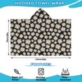 thumbnail image 2 of Black Daisy Flower Pattern Hooded Bath Towel，50"x30" for Ages 3 To 12 Kids, Quick Dry Lightweight Soft Microfiber Hood Beach Towel Cover Up for Kids, 2 of 7