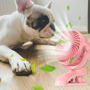 JeashCHAT Clip-on Fan , Small Desk Fan, Personal Cooling Fan with Sturdy Clamp, 3 Speeds 720 Degree Rotation USB Plug in Quiet Little Fan for Bedroom Office Dorm (Pink)