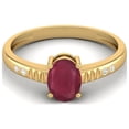 thumbnail image 1 of 7X5 MM Oval Shape Ruby Glass Filled 925 Sterling Silver Gold Vermeil Solitaire Women Engagement Rings, 1 of 3