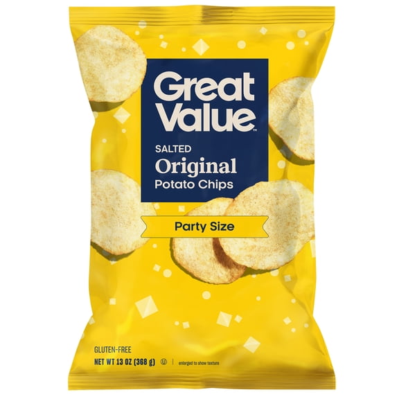 Great Value Original Potato Chips Party Size, 13 oz