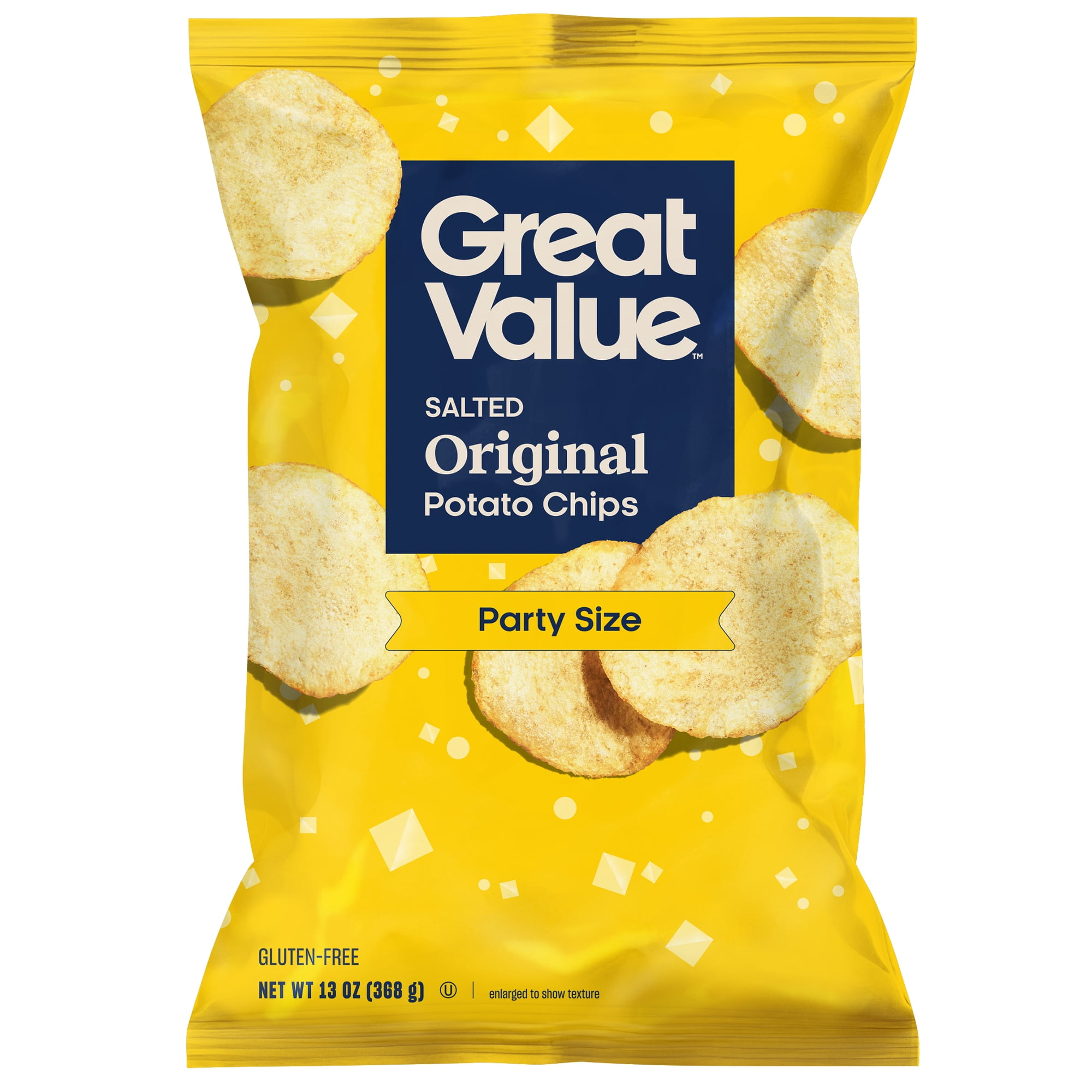 Great Value Original Potato Chips Party Size, 13 oz