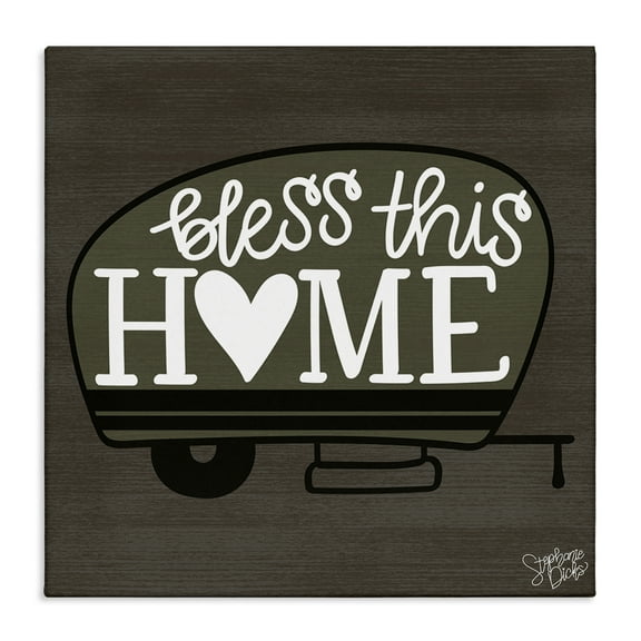 Stupell Industries Bless This Home Camper Text & Numbers Painting Wrapped Canvas Art Print Wall Art, 17 x 17