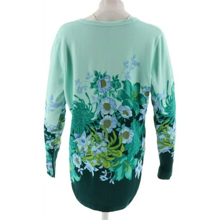 Isaac Mizrahi V neck Engineered Floral Printed Cardigan Women's A300868 Isaac Mizrahi V neck Engineered Floral Printed Cardigan Women's A300868