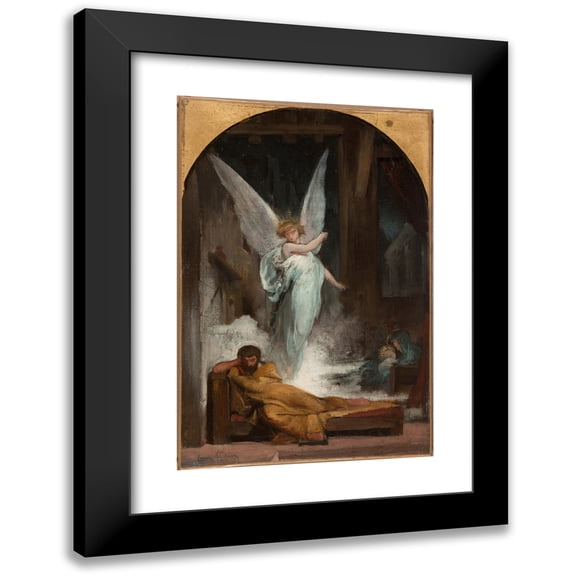 Eugène Romain Thirion 11x14 Black Modern Framed Museum Art Print Titled - The Dream of Saint-Joseph (1870)