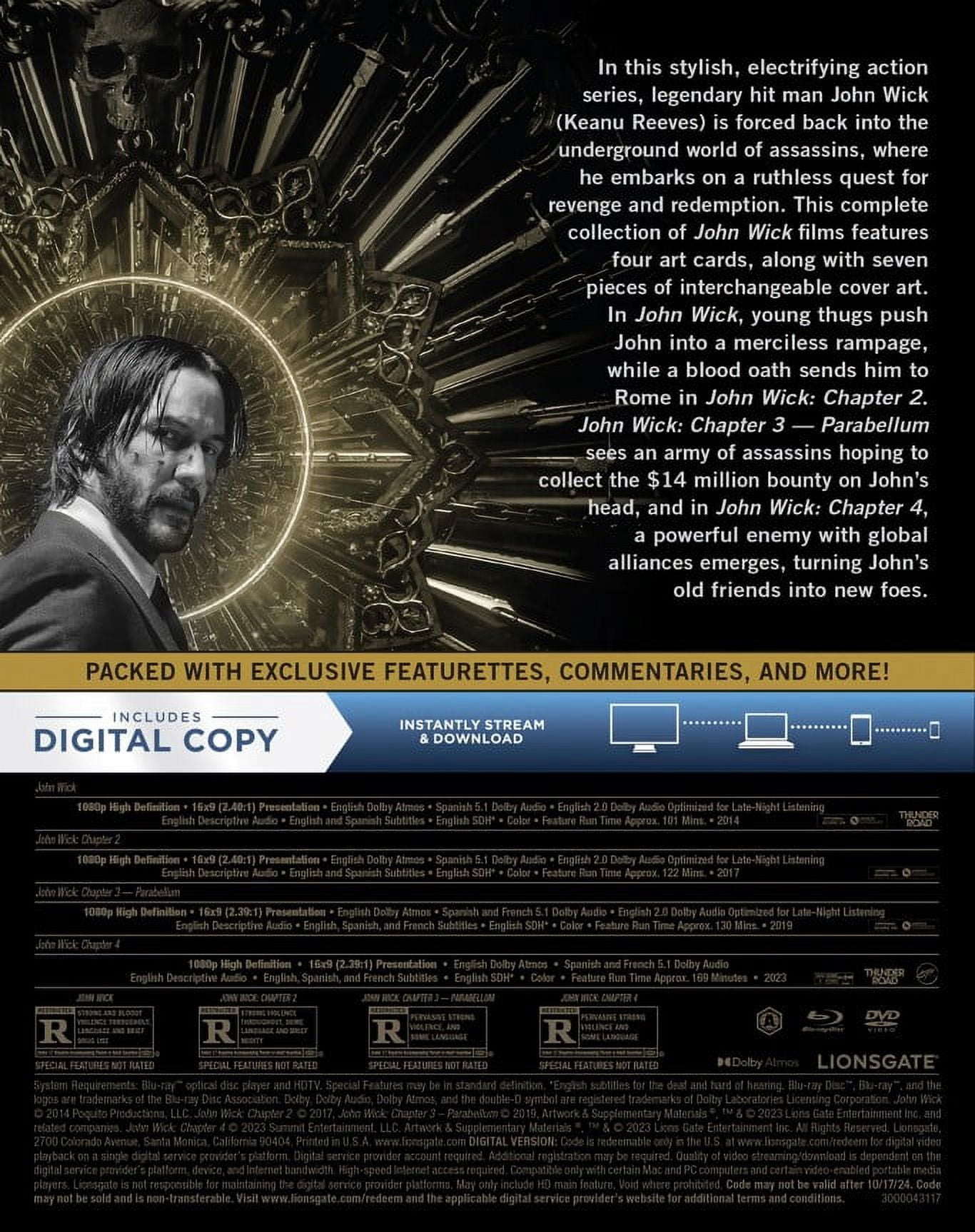 John Wick Chapter 1-4 (Blu-ray + Digital Copy + Gift with Purchase)