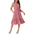 thumbnail image 2 of Vestido de verano bohemio para mujer Inspire Chic, con escote en V, estampado floral, midi en capas, casual, rojo, talla M, 2 of 5