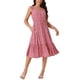 thumbnail image 2 of Vestido de verano bohemio para mujer Inspire Chic, con escote en V, estampado floral, midi en capas, casual, rojo, talla M, 2 of 5