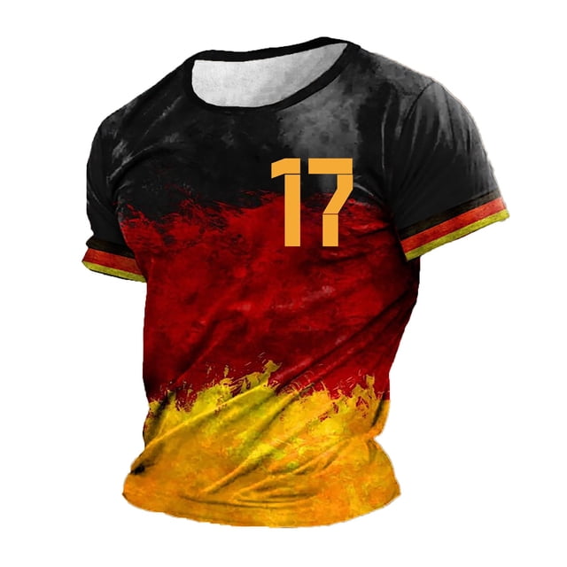 Kcodviy T-Shirt pour Homme Imprimé T-Shirt Voyage T-Shirt Thème Allemagne T-Shirt Long T-Shirts pour Hommes T-Shirt Décontracté à Col Rond T-Shirt Nation T-Shirts pour Hommes T-Shirt à Manches Courtes