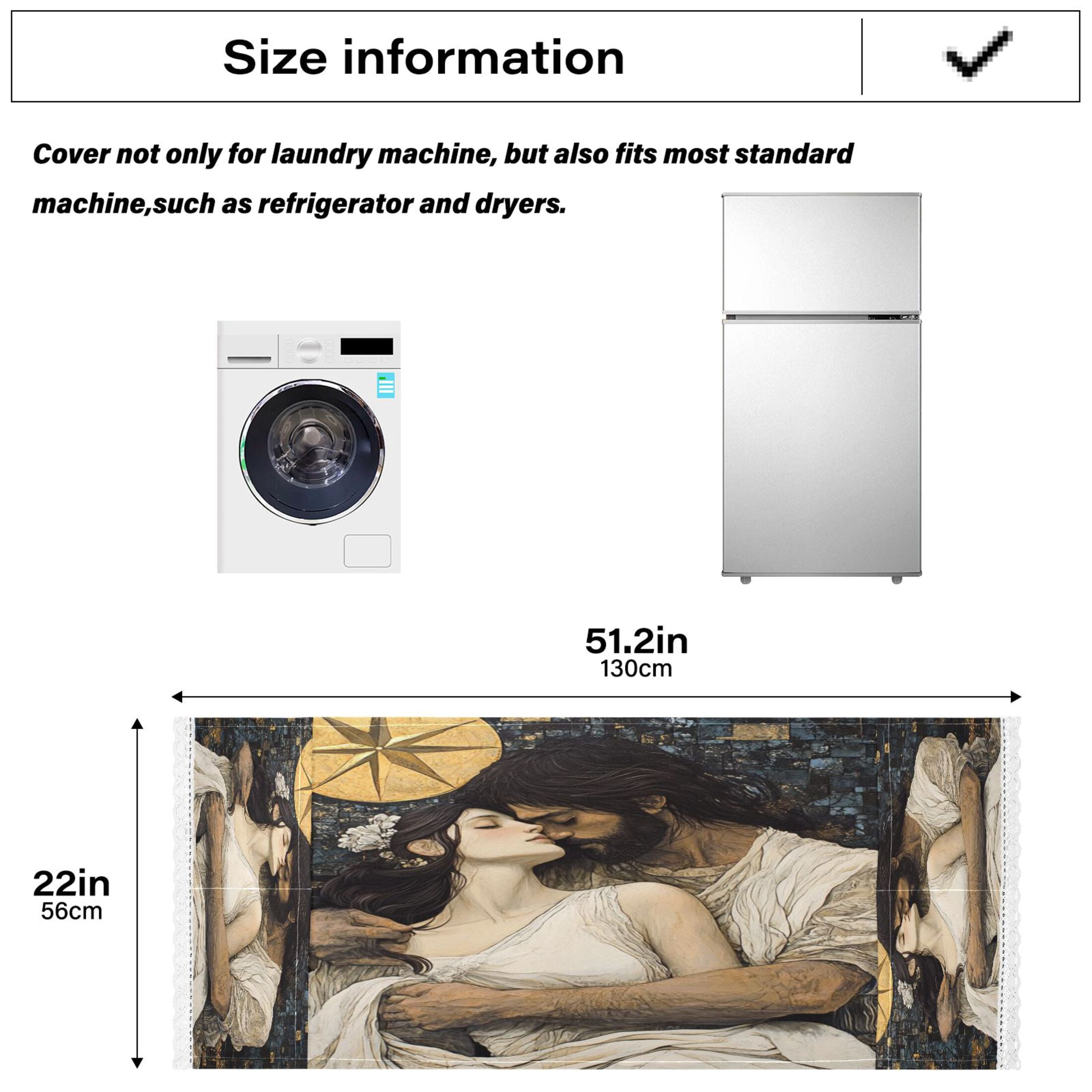 The Star and The MaidenWasher and Dryer Covers Dust-Proof and Oil Resistant Fridge Cover with 4 Storage Pockets Washing Machine Top Cover for Laundry Kitchen Home 51.2 x 22 In