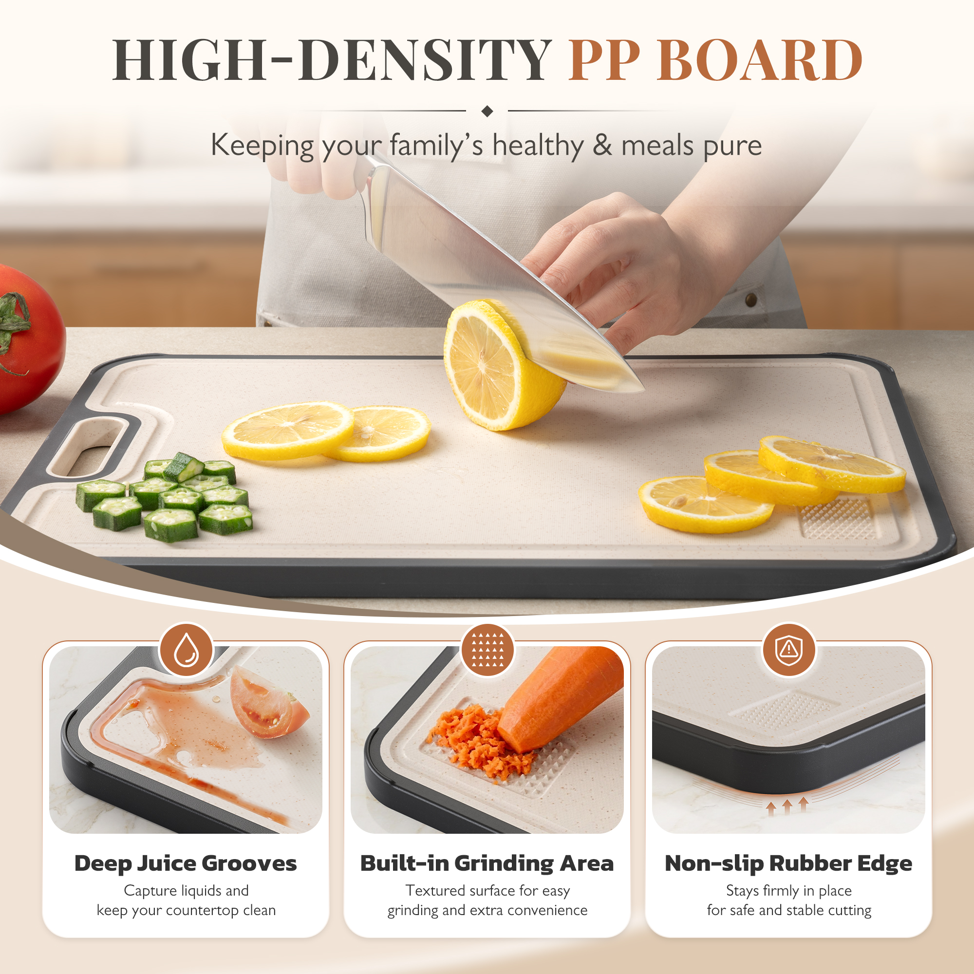 Astercook Titanium Dual-Sided Cutting Board, Gray photo 3