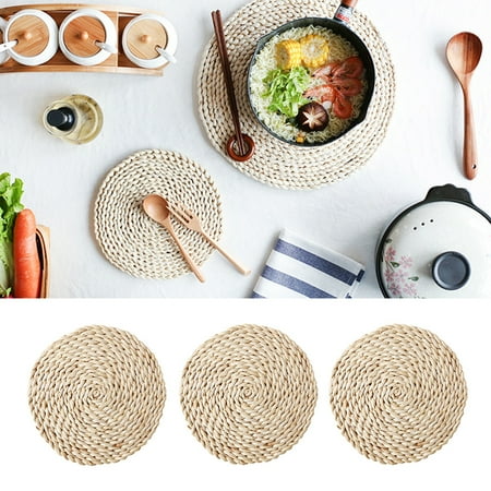 

Ludlz Rattan Weave Round Oval Placemat Dining Table Heat Insulation Mat Kitchen Decor