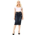 thumbnail image 4 of Fashion2Love Women's Juniors/Plus Size Calf - Length Pencil Ripped Stretch Denim Skirt, 4 of 7