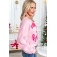 thumbnail image 4 of Cozy and Colorful Waffle Knit Sweater - Pink Merry & Bright Letter Design - [ZhiHiMeRi] | (US 12-14)L, 4 of 6