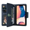 thumbnail image 5 of SaniMore for iPhone 15 (6.1" 2023) Case, PU Leather 2 in 1 Zipper Wallet Removeable Wris Strap Card Slots Cash Pocket Kickstand Shockproof Anti-fall Full Protective Shell, Blue, 5 of 15