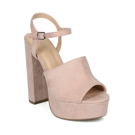 

Women Faux Suede Open Toe Platform Ankle Strap Block Heel Sandal 18171