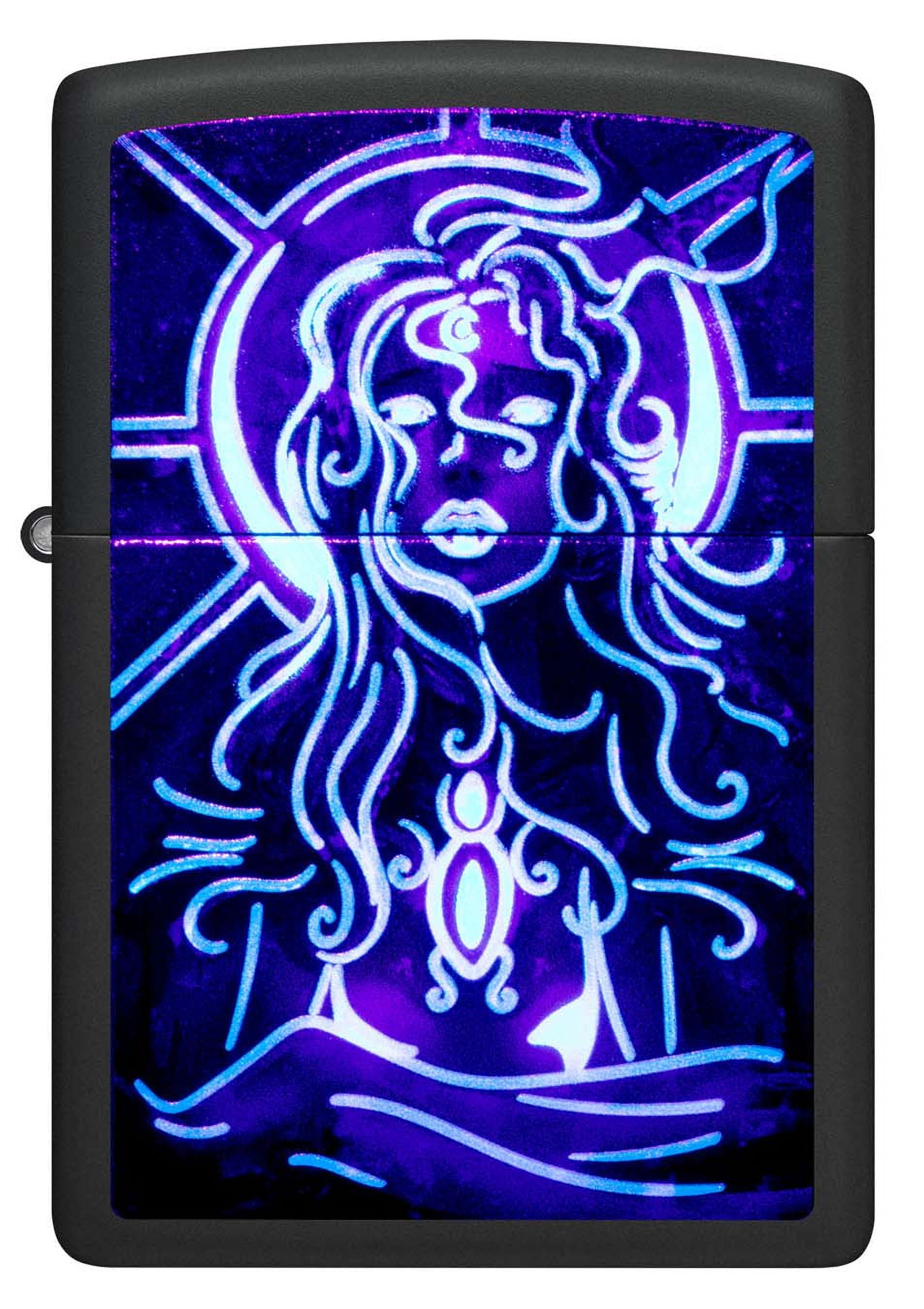 早割クーポン！ Zippo Lighter: Cosmic Woman, Black Light - Black Matte 48646 Tシャツ(長袖+七分)