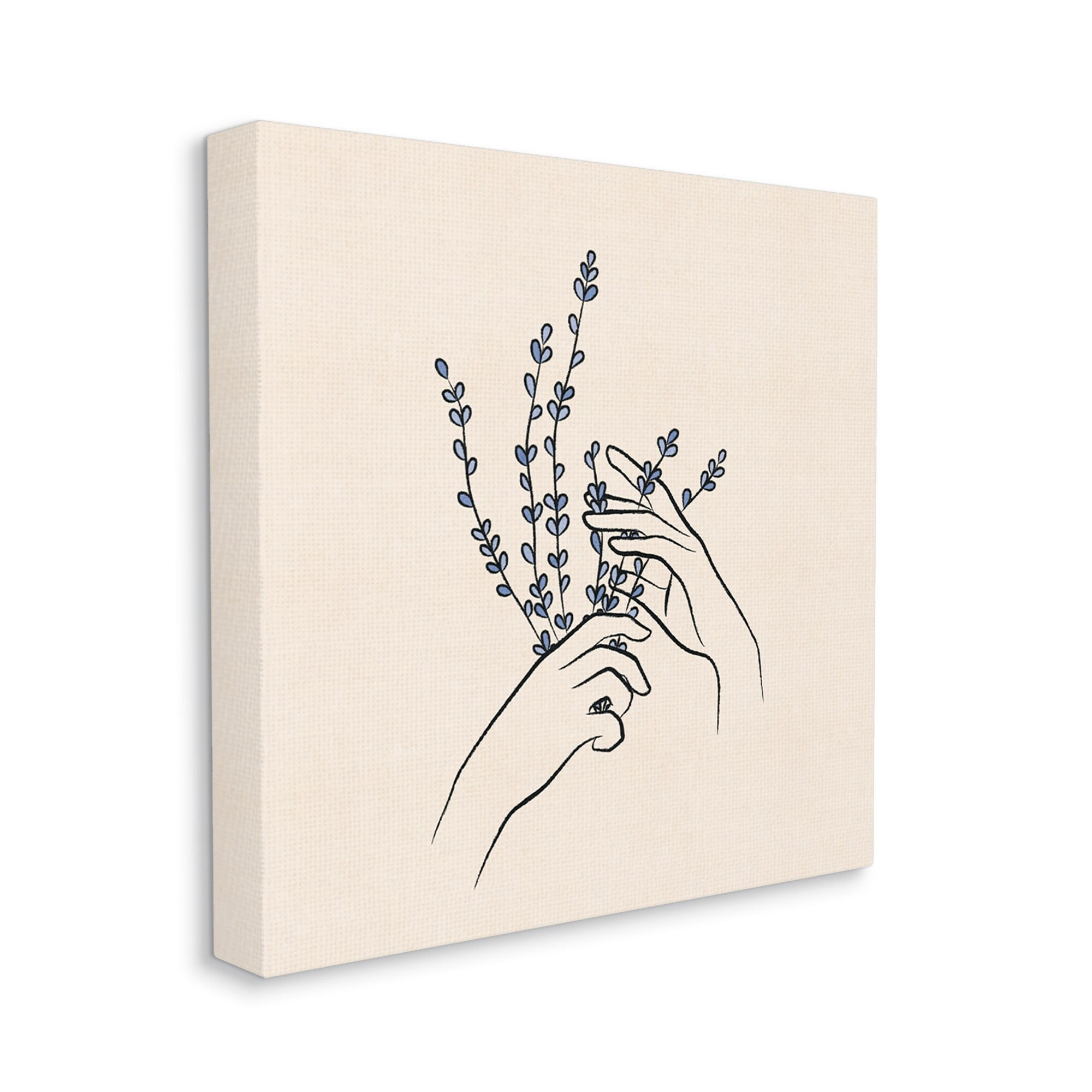 Stupell Industries Hands Holding Lavender Sprigs Botanical Line Doodle Graphic Art Gallery Wrapped Canvas Print Wall Art, Design by JJ Design House LLC