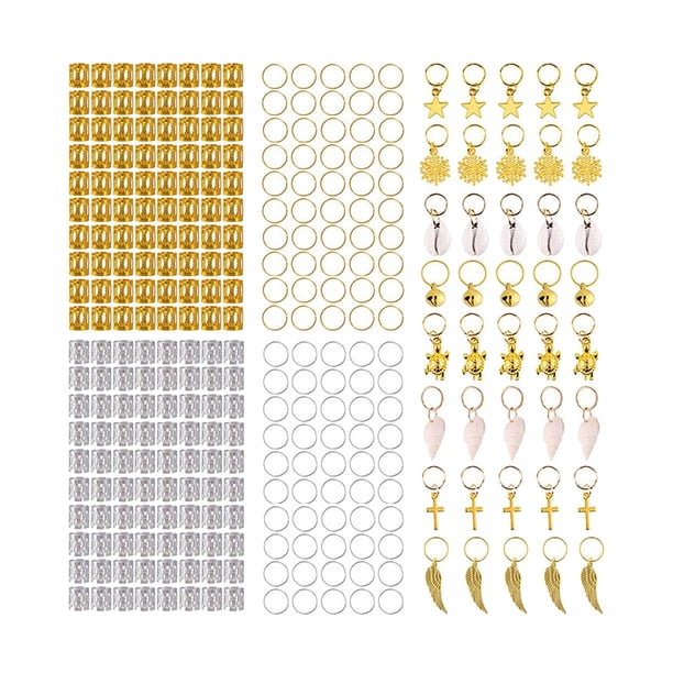 1 Set / 305pcs Cuentas de trenzas de pelo de cabello Joyas Cabello Cabello Anillo Anillo Colgante Suministro