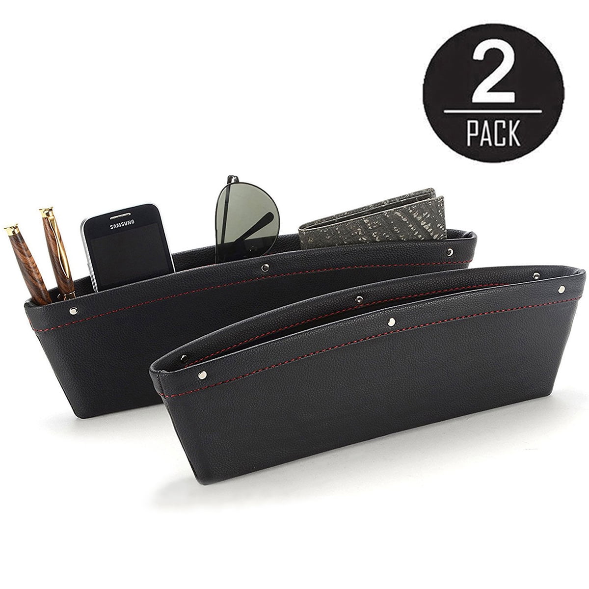 2 PACK Console Side Storage Organizer Car Seat Gap Filler /& Catcher Front Seat Space Gap Filler with Cup Holder Car Front Seat Side Drop Organizer Space Saver Interior Gift for 4pcs Headrest Hanger