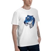Blue Tiger Men's T-Shirt Cotton 100% Summer Tops Fashion Casual Blue Tiger Short Sleeves for Men Women Round Collar Top Tees