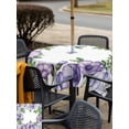 thumbnail image 5 of Outdoor Tablecloth with Umbrella Hole for Patio/Picnic/Party/Camping, Purple Flowers Waterproof Table Cloth Square Cover Washable, Spring Watercolor Floral Leaves Plants (60"x 60"), 5 of 8