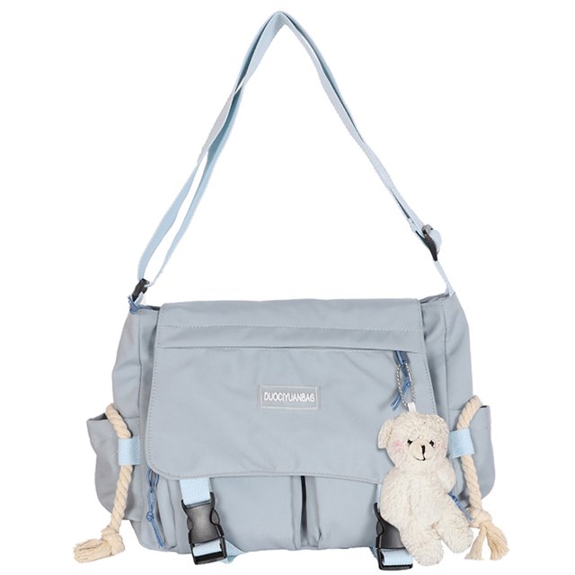 (Envío Por La Mitad) (Agregue Accesorios para Colgar) Bolso Cruzado Harajuku Informal Y Bolso Hombro para Mujer Bolso Tutorial para Estudiantes 8727 Azul