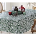 thumbnail image 2 of Newbridge Snowfall Snowflake Plaid Christmas Print Vinyl Flannel Backed Tablecloth Contemporary Snowflake Design Easy Care Wipe Clean Xmas Tablecloth, 60 Inch x 84 Inch Oblong/Rectangle, Green, 2 of 6