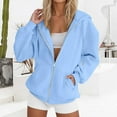 thumbnail image 6 of Women Hoodied Blouse Long Sleeve Tops Sweatshirt Pockets Plus Size Zip up Drawstring Solid Long Sleeve Hoodies Sweatshirts, 6 of 8