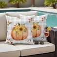 thumbnail image 4 of Autumn Pumpkin Outdoor Waterproof Pillow Covers, Fall Thanksgiving Sunflower Plaid Leaf Decorative Square Throw Pillowcase Sofa Cushion Sham for Patio/Couch/Chair, 24"x24" 2 Pack, 4 of 8