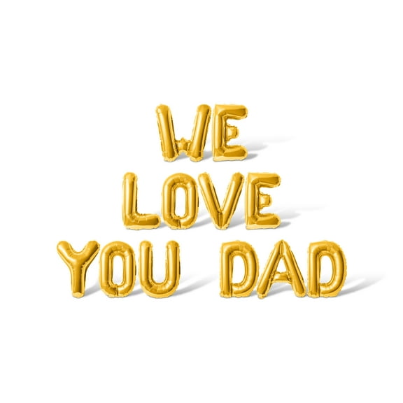 Letter Balloons - WE LOVE YOU DAD 16" Inch Alphabet Letters Foil Mylar Balloon Father's Day Party Banner (Gold)