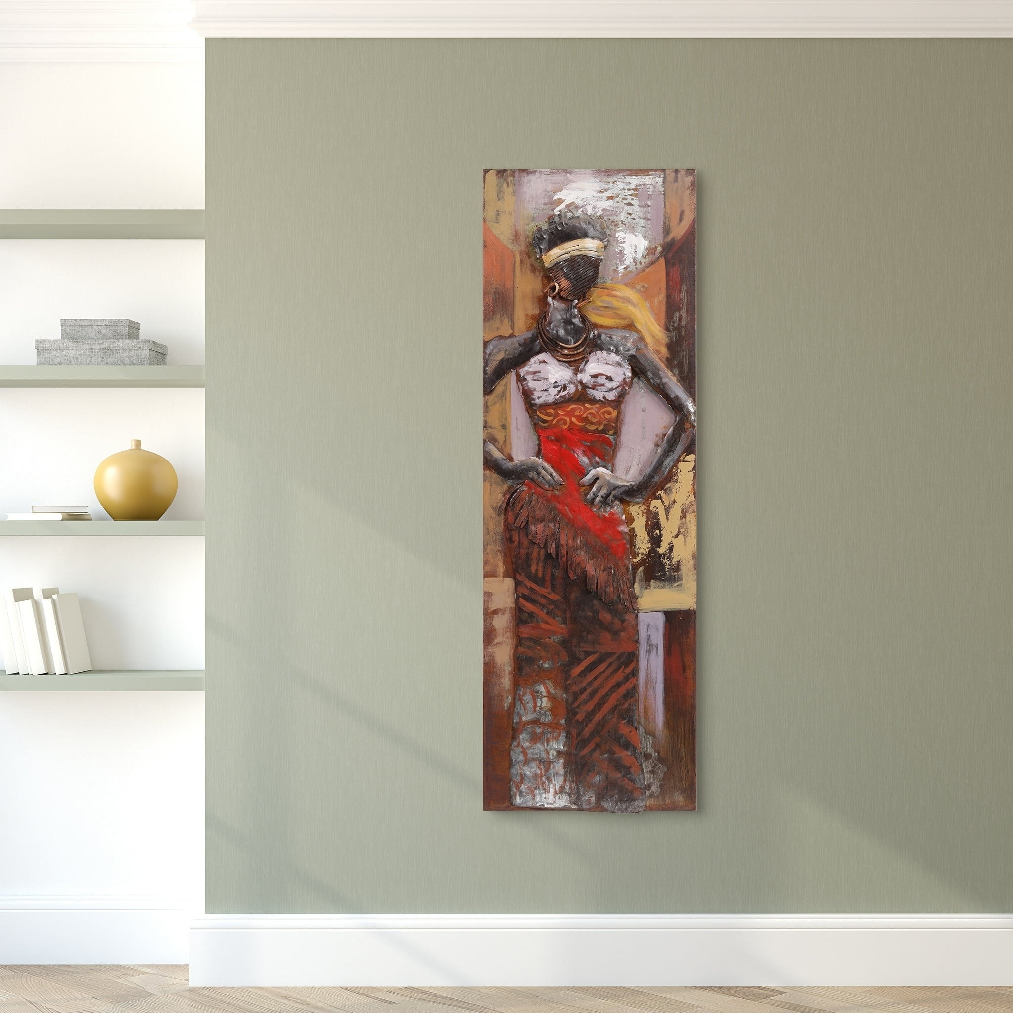 Empire Art Direct Beautiful Woman Mixed Media Iron Hand Painted 3D Wall Sculpture, 60" x 20" x 2.8"x2PCS