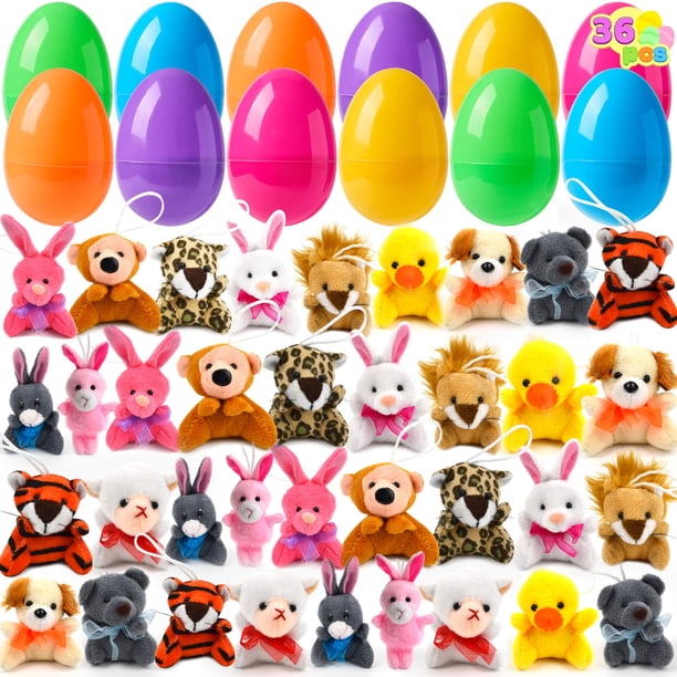 Huevos de Pascua rellenos con juguetes de animales de peluche JOYIN, 36 unidades para niños