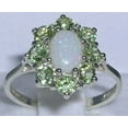 thumbnail image 3 of LBG British Made 14k White Gold Natural Opal & Peridot Womens Cluster Ring - 33 size options - Size 11.25, 3 of 6