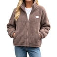 thumbnail image 6 of Enjoytime Fleece Jacket Women Stand Collar Long Sleeve Zip Up Coat Casual Cozy Warm Outerwear Fall Winter Plus Size Clothes, 6 of 8