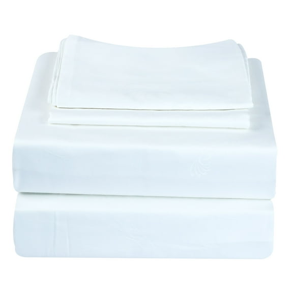 Just Linen 300 TC 100% Egyptian Cotton Genuine Jacquard Damask, Solid Color King Sheet Set with Deep Pocketed Fitted Sheet
