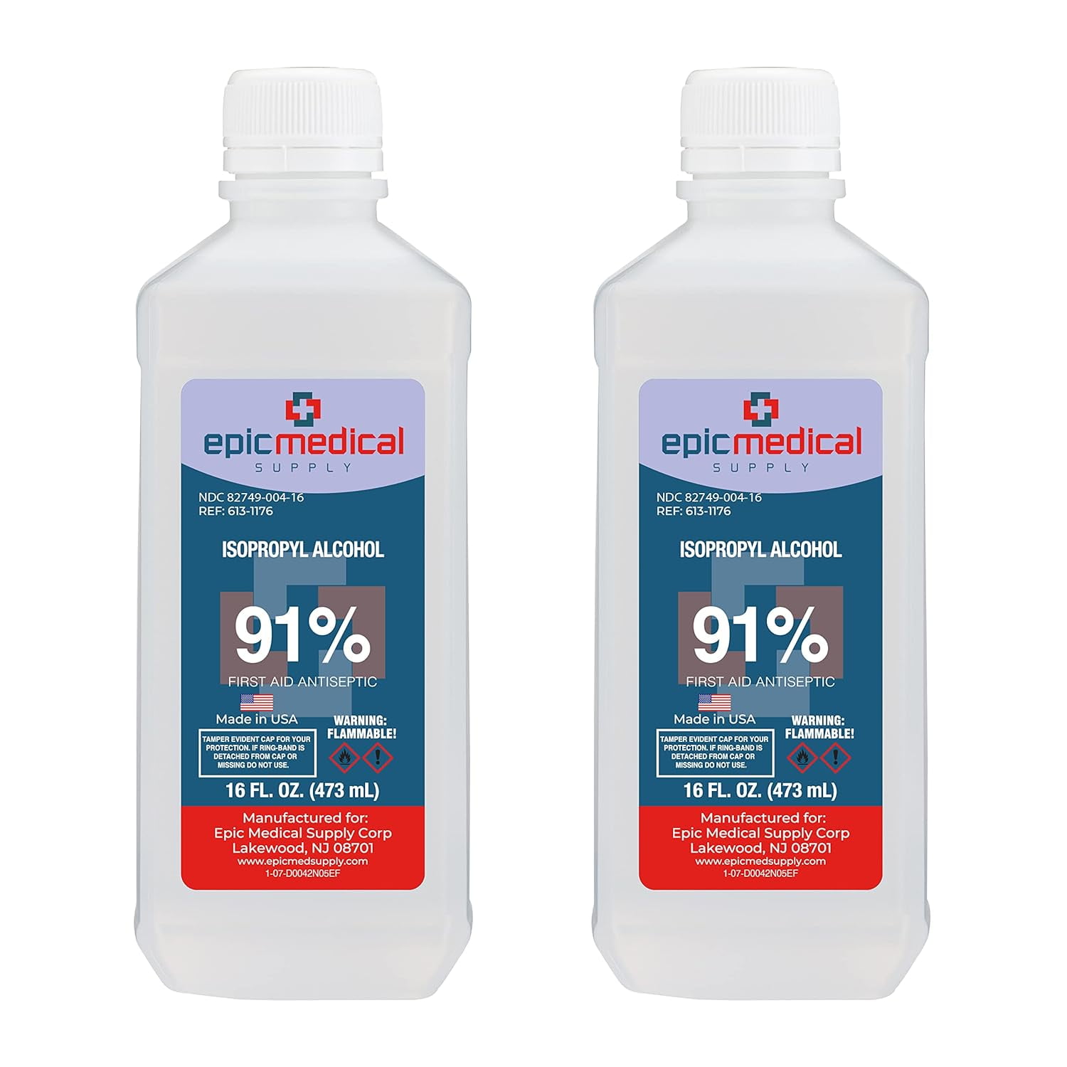 Epic Medical Supply Isopropyl Alcohol 91%, 16 oz. Bottle, Multipurpose First Aid Antiseptic