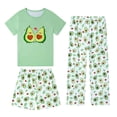 thumbnail image 3 of LIIPEE Casual Graphic Pajamas For Girls Short Sleeve Tees Shorts Pants Pajama Set 3 Piece 3-12 Years, 3 of 3
