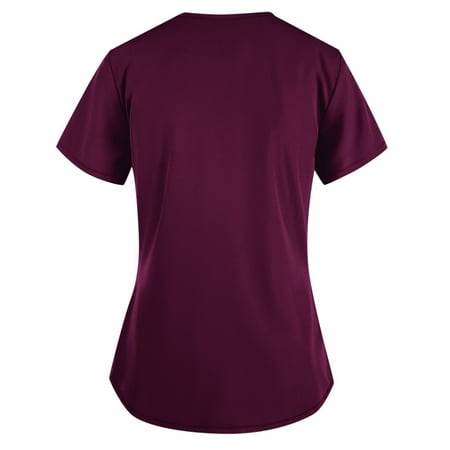 

Womens Shirts Dressy Casual Short Sleeve V-Neck Nursing Working Uniform Blouses For Women Fashion 2022