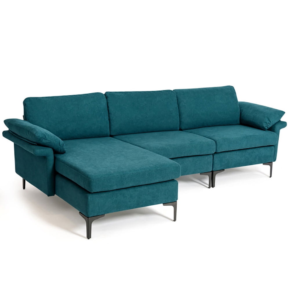 Finihen L-shaped Sectional Sofa Couch, Convertible Sectional Sofa, Extra Large Modular L-shaped Sectional Sofa with Reversible Chaise for 4-5 People, for Living Room, Peacock Blue Finihen L-shaped Sectional Sofa Couch, Convertible Sectional Sofa, Extra Large Modular L-shaped Sectional Sofa with Reversible Chaise for 4-5 People, for Living Room, Peacock Blue