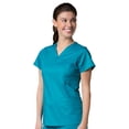 thumbnail image 2 of Maevn Eon Women's V-Neck Pocket Top & Full Elastic Zipper Pocket Cargo Pant Scrub Set, 2 of 5